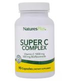 NaturesPlus Super C Complex 1000mg Ascorbic Acid Capsules - High Potency Vitamin C Supplement - Antioxidant - 90 Vegetarian Capsules - Buy Online on GoSupps.com
