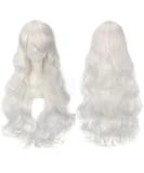 YEESHEDO 32 Long Wavy Curly Hair Cosplay Wig with Bangs - White | Heat Resistant Synthetic Wig for Women & Girls | Party Costume Anime Halloween - Buy Online on GoSupps.com