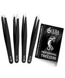 OCBA 4 Pcs Black Tweezers for Facial Hair Women & Men for Precise Grooming of Eyebrows - Professional Stainless Steel Black Color Coated Eyebrow Tweezers for Ingrown Hair on Nose Ear (Black) - Buy Online on GoSupps.com