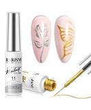 Silver Gold Glitter Gel Nail Art Liner Set - 2Pcs | Soak off Curing, 8ml, Thin Brush | DIY Nail Decoration - Buy Online on GoSupps.com
