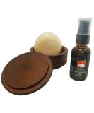 G.B.S Dark Wood Shaving Soap Bowl with Lid, Natural Shaving Soap and Sandalwood Pre-Shave Oil Set - Buy Online on GoSupps.com