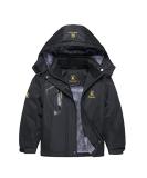 Keevoom Girl's Waterproof Ski Jacket | Fleece Snow Coat with Removable Hood | Size 8-9 | Black - Buy Online on GoSupps.com