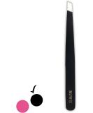 MJW Expert Eyebrow Tweezers - Slanted Stainless Steel Precision Pink & Black | Ideal for Men & Women - Perfect for Plucking Ingrown Hair - Buy Online on GoSupps.com