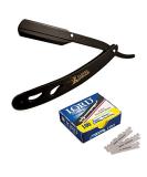 CS-102 Stainless Steel Shavette Razor | Professional Matte Black Cut Throat Razor with 100 Lord Blades | Best International Shipping - Buy Online on GoSupps.com