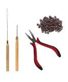 Professional Hair Extension Tool Kit with Plier, Hook, Needle, and 200 Micro Silicone Rings - Hair Styling Accessory Set - Buy Online on GoSupps.com