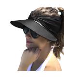 Women's Foldable Wide Brim Sun Visor Hat - Black | Packable Ponytail Beach Hat with UV Protection - Buy Online on GoSupps.com