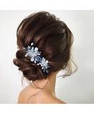 Edary bride wedding hair needles silver blue pearl bride hair parts wedding rhinestone hair accessories pearl bride hair clips for women and girls 2 pieces - Buy Online on GoSupps.com