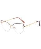 Kachawoo Anti-Blue Light Cat Eye Glasses for Women & Men - Stylish Metal Frame Prescription Ready Gold Brown - Buy Online on GoSupps.com