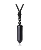XIANNVXI Clear Quartz Hexagonal Point Necklace for Men | Adjustable Rope | Natural Stone Pendant | Healing Crystal Gemstone Jewelry - Black Obsidian - Buy Online on GoSupps.com