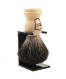 Parker Safety Razor 100% Black Badger Bristle Shaving Brush with White Handle | Extra Dense Bristles for Superior Lather | Includes Brush Stand - Buy Online on GoSupps.com