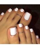 Outyua Solid Square Fake Toenails Matte Press on Toe Nails Short Acrylic False Toes Nails Cute Artificial Beach Full Cover Toenail White for Women and Girls 24Pcs (White) - Buy Online on GoSupps.com