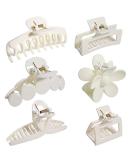 6Pcs Large Nonslip Hair Claw Clips for Women - White | Cute Jaw Hair Claws Barrettes for Thin Hair | Ponytail Holder & Hair Accessory - Buy Online on GoSupps.com
