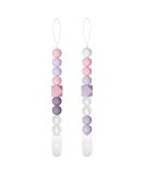 Flow Fire Silicone Dummy Clip - 2Pcs for Girls and Boys | Purple & White | Universal Fit for All Soothers and Dummies - Buy Online on GoSupps.com