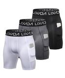 Lixada Men's Elastic Performance Sports Baselayer Shorts - Cool Dry Tights for Active Workouts | Large, A-Black/Grey/White - Buy Online on GoSupps.com