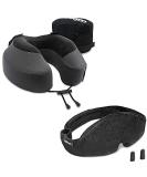 Cabeau Memory Foam Travel Neck Pillow and Eye Mask Set - Neck and Head Support for Airplane, Car, Office Chair - Blackout Sleep Mask with Earplugs for Home and Travel - Buy Online on GoSupps.com