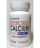 Major Pharm Oyster Shell Calcium with Vitamin D 500 mg - 60 Tablets - Buy Online on GoSupps.com