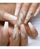 Brishow artificial nails long nails to stick on gold foils press on nails ballerina acrylic gradient false nails 24 pieces for women and girls pink 24 pieces (1 Pack) - Buy Online on GoSupps.com