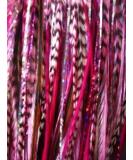 Pink Feather Hair Extensions with Glitter Strands - Set of 5 Bonded Tips - Buy Online on GoSupps.com