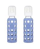 Lifefactory 9oz Glass Baby Bottle with Silicone Sleeve - Blueberry (2 Pack) - Buy Online on GoSupps.com