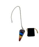 7 Chakra Natural Stone Pendulum - Hexagonal Vintage Crystal for Reiki Meditation & Wicca - High-Quality Chakra Healing Tools - Buy Online on GoSupps.com