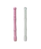 2-Pack Silicone Baby Bite Rings - BPA-Free Dental Aids with Cleaning Brush - Organic Pink & Green Unisex Teething Tubes - Buy Online on GoSupps.com