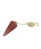 Pandiui23 Natural Strawberry Quartz Pendulum - Hexagonal Vintage Crystal for Chakra Reiki and Meditation - International Shipping Available - Buy Online on GoSupps.com