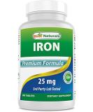 Best Naturals Iron Bisglycinate Supplement 25mg - 180 tablets - Gentle on Stomach, Non-Constipating - Buy Online on GoSupps.com