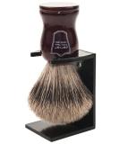 Parker Safety Razor Premium Handmade 3-Band Pure Badger Shaving Brush with Rosewood Handle & Stand - Buy Online on GoSupps.com