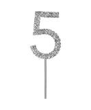 Sparkly Diamante Cake Topper Number (5th Silver) - Buy Online on GoSupps.com