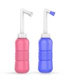 2-Piece Peri Bottle Set for Postpartum Essentials | 450ml Portable Bidet with Waterproof Storage Bag | Travel Bidet for Female Care (Pink & Blue) - Buy Online on GoSupps.com
