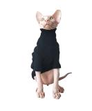Sphynx Hairless Cat Turtleneck Sweater - Soft Cotton Pullover for Devon Rex, Cornish Rex, Bambino, Peterbald, Elf - Medium Black - Buy Online on GoSupps.com