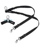 Yangbaga Adjustable 360 Rotatable Dog Leash for 2 Dogs - Reflective Elastic for Jogging - Suitable for Small Medium & Large Breeds - Large Black - Buy Online on GoSupps.com