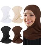 Adjustable Modal Hijab Cap 4-Piece Set for Full Neck Coverage in Black, White, Dark Brown, Light Red, Beige - Buy Online on GoSupps.com