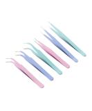 ARFUKA 6-Piece Eyelash Tweezers Set - Curved & Straight Stainless Steel Tools for Perfect Eyelash Extensions - Buy Online on GoSupps.com