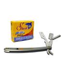 Stainless Steel Professional Gray Straight Edge Barber Razor + 100 Shark Blades - Premium Quality Shaving Tool for Barbers & Home Use - Buy Online on GoSupps.com