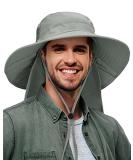 Men's Wide Brim Sun Hat with Neck Flap - Grey | Outdoor Fishing Safari Cap - Buy Online on GoSupps.com