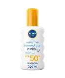 NIVEA SUN Protect and Sensitive Sun Spray (200 ml) Sunscreen with SPF50 Suncream for Sensitive Skin with Aloe Vera Immediately Protects Against Sun Exposure 200 ml (Pack of 1) SPF 50 - Buy Online on GoSupps.com