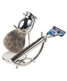 Parker's Luxurious 3-Piece Shave Set: Gillette Fusion Razor Badger Brush & Deluxe Stand - Premium Shaving Kit for Men - Buy Online on GoSupps.com