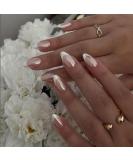 24PCS Aurora White Tip Press On Nails - Mirror Metal Stiletto & Almond Shape Fake Nails for Easy Application - Glue On & Stick On False Nails - Buy Online on GoSupps.com