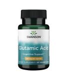 Swanson Glutamic Acid 500mg 60 Veg Capsules - Amino Acid Supplement - Buy Online on GoSupps.com