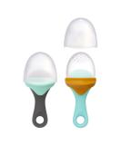Boon PULP Silicone Baby Feeder 2 Count Blue/Mustard and Gray/Mint Soft Silicone Vegetable and Fruit Feeders Teething Baby Essentials 2 Pulp Feeders Blue/Gray - Buy Online on GoSupps.com