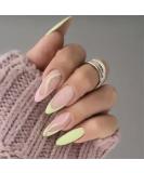 Sethexy Short Almond False Nails - Green French Matte Press-On Acrylic Nails (24 pcs) for Women & Girls - Buy Online on GoSupps.com