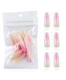 Uposao 24-Piece Coffin Ballerina False Nails - Long Pink French Acrylic Nail Tips for Women & Girls | Easy Press-On Artificial Nails - Buy Online on GoSupps.com