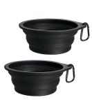 Petbonus Foldable Dog Bowls - 2 Pack Silicone Travel Water & Food Bowls for Dogs - Leak-Proof Portable with Carabiners - 1000ml Black - Buy Online on GoSupps.com
