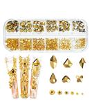 735 Pieces Gold Nail Rhinestones for Acrylic Nails Gold Stones for Nails Crystals 3D Nail Diamonds Art Decoration Crafts DIY (Gold AB) - Buy Online on GoSupps.com