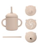 Baby Toddler Snack Cup with Handles | Silicone Sippy Cup & Snack Catcher Combo | BPA-Free & Unbreakable | Beige with 3 Covers - Buy Online on GoSupps.com