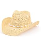 TOVOSO Western Cowgirl Hat, Straw Cowboy Hat for Women with Shapeable Brim, Beaded Hearts Trim, Shapeable Cowboy Hat Beige - Buy Online on GoSupps.com