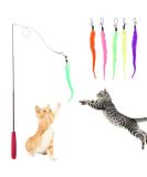 H02NLE Cat Teaser Wand with 5 Refills - Interactive Feather Toys for Indoor Cats - Buy Online on GoSupps.com
