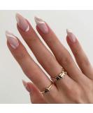 KXAMELIE Medium Length Nude White Swirls Almond Press on Nails - Salon Perfect Stick on Fake Nails for Women - Buy Online on GoSupps.com