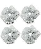 4 Pcs Silver Sequins Christmas Hair Scrunchies - Perfect for Parties, Gym, Dance - Elastic Ponytail Holders - Buy Online on GoSupps.com
